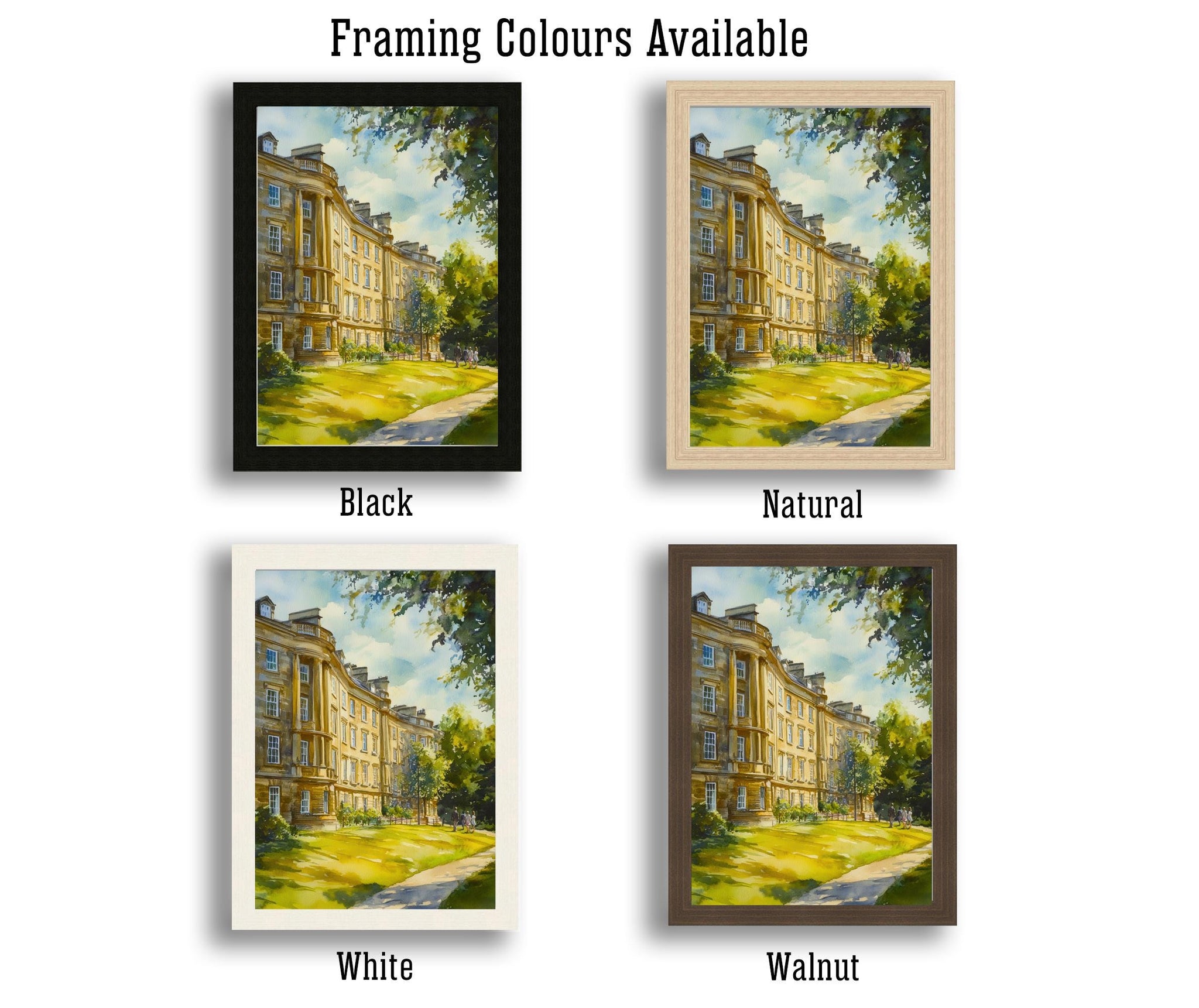 Royal Crescent Bath Watercolour Print Georgian Architecture Art John Wood the Younger Jane Austen Home Decor UK Travel Poster