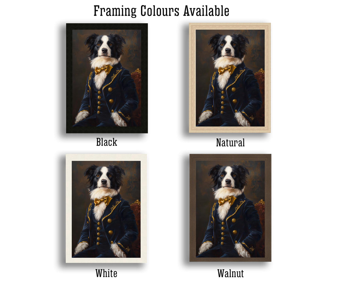 Regal Border Collie Portrait Print Victorian Pet Art Funny Dog Wall Art Dark Academia Decor
