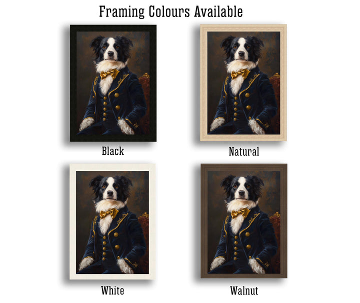 Regal Border Collie Portrait Print Victorian Pet Art Funny Dog Wall Art Dark Academia Decor