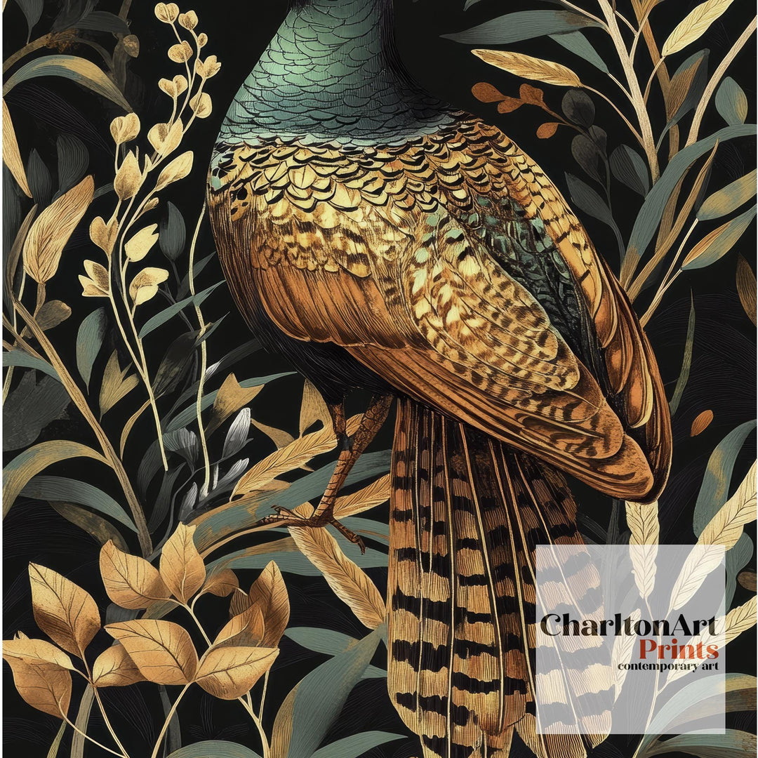 William Morris Pheasant in Corn Field Poster Cottagecore Decor Dark Academia Art Vintage Botanical Illustration Rustic Nature Wall Art
