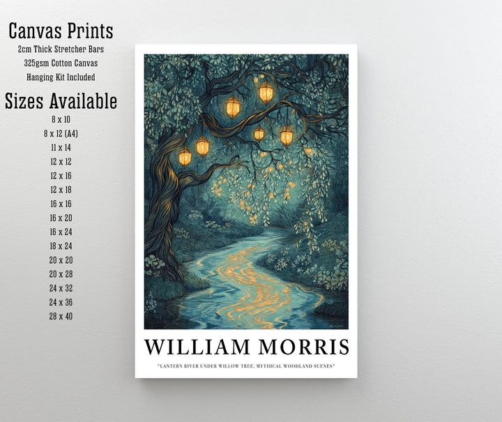 William Morris Lantern River Poster Fairycore Cottagecore Decor Dark Academia Art Vintage Enchanted Illustration Rustic Nature Wall Art