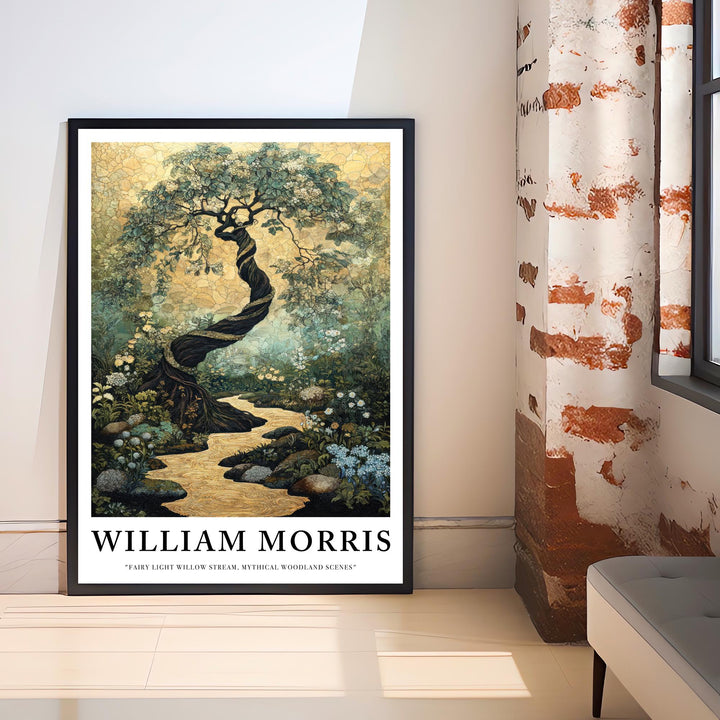 William Morris Fairy Stream Poster Cottagecore Decor Fairycore Art Dark Academia Style Vintage Enchanted Illustration Rustic Nature Wall