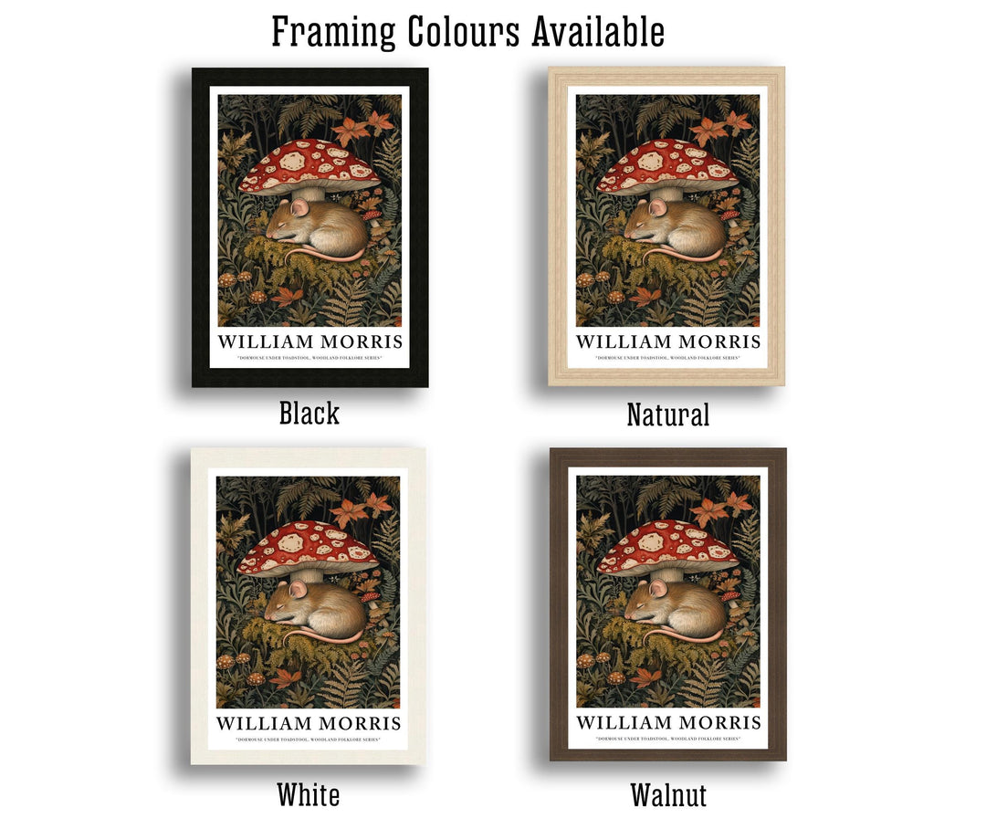 William Morris Dormouse Under Toadstool Poster Cottagecore Decor Fairycore Art Dark Academia Style Vintage Woodland Illustration Rustic