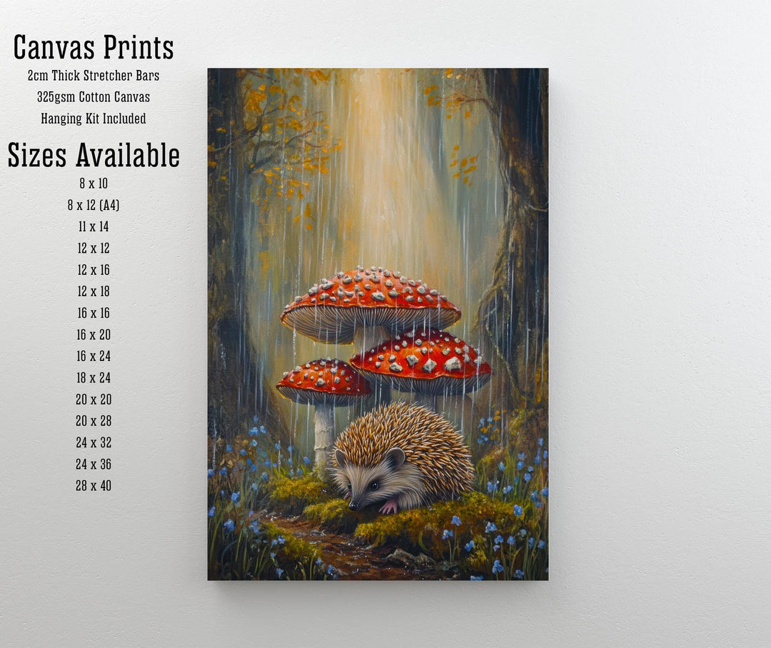Hedgehog Beneath Blackberry Bush Print Cottagecore Wildlife Art Rustic Garden Decor Woodland Animal Illustration