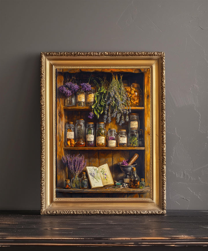 Herbalist's Summer Shelf Print Cottagecore Decor Botanical Wall Art Vintage Apothecary Illustration