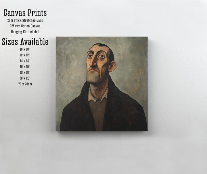 Man With Thoughtful Expression Art Print Modern Naive Portrait Wall Art Heritage Collection Painting Contemporary Figurative Decor
