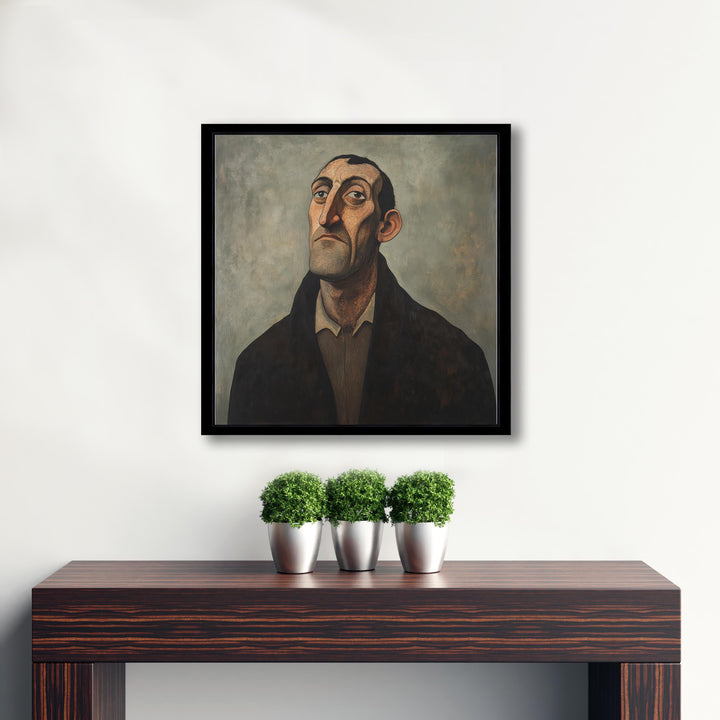 Man With Thoughtful Expression Art Print Modern Naive Portrait Wall Art Heritage Collection Painting Contemporary Figurative Decor