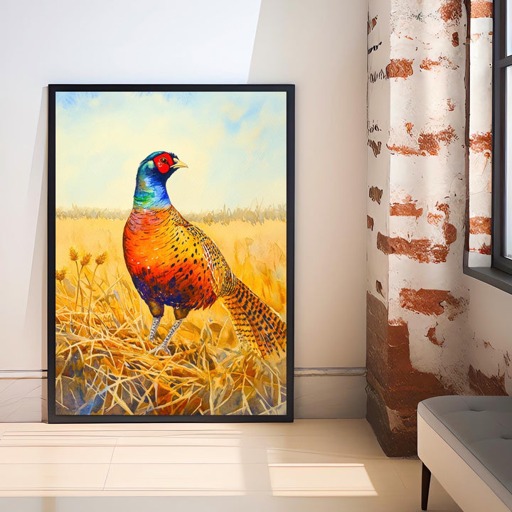 Pheasant Watercolor Print Game Bird Wall Art Rustic Country Decor Wildlife Painting
