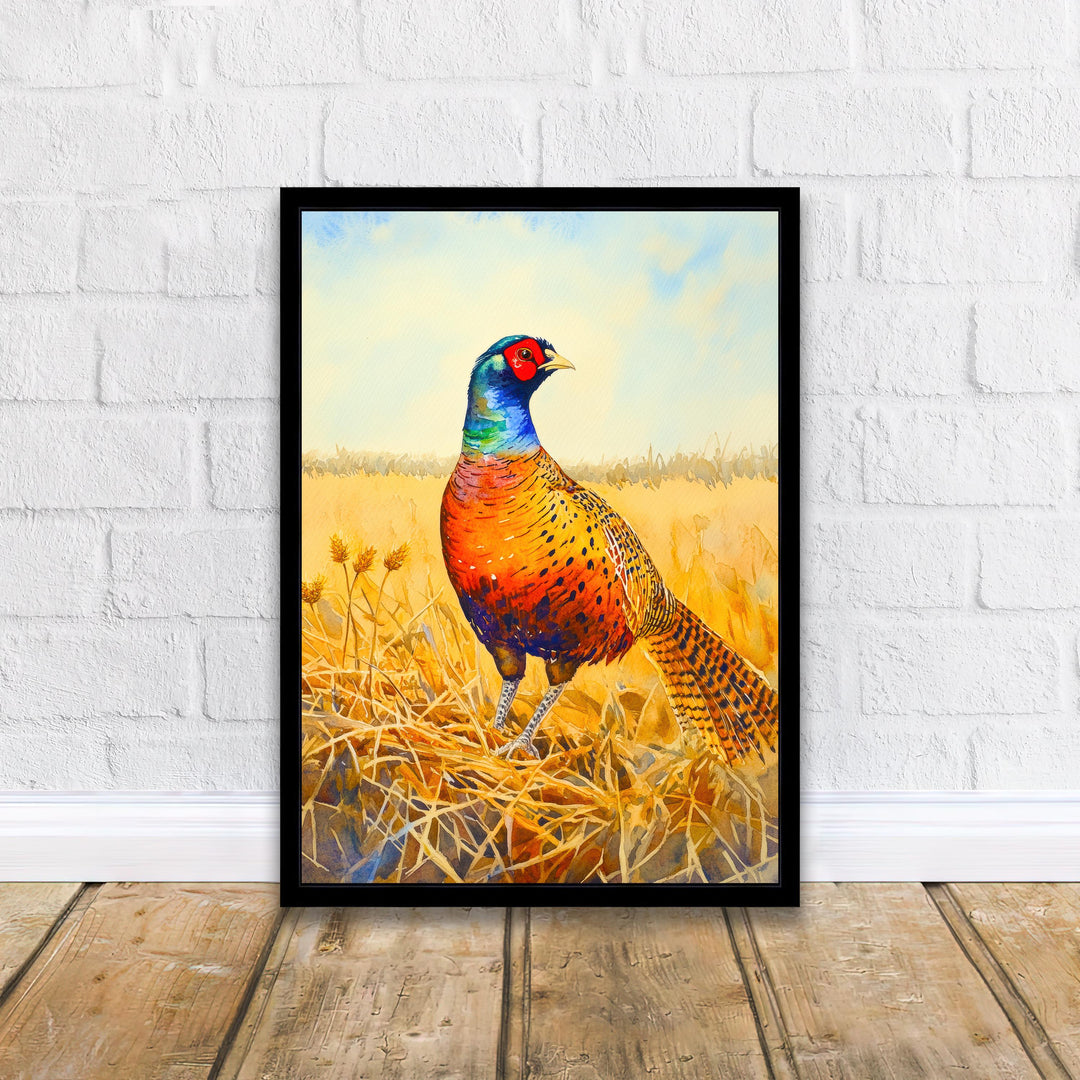 Pheasant Watercolor Print Game Bird Wall Art Rustic Country Decor Wildlife Painting
