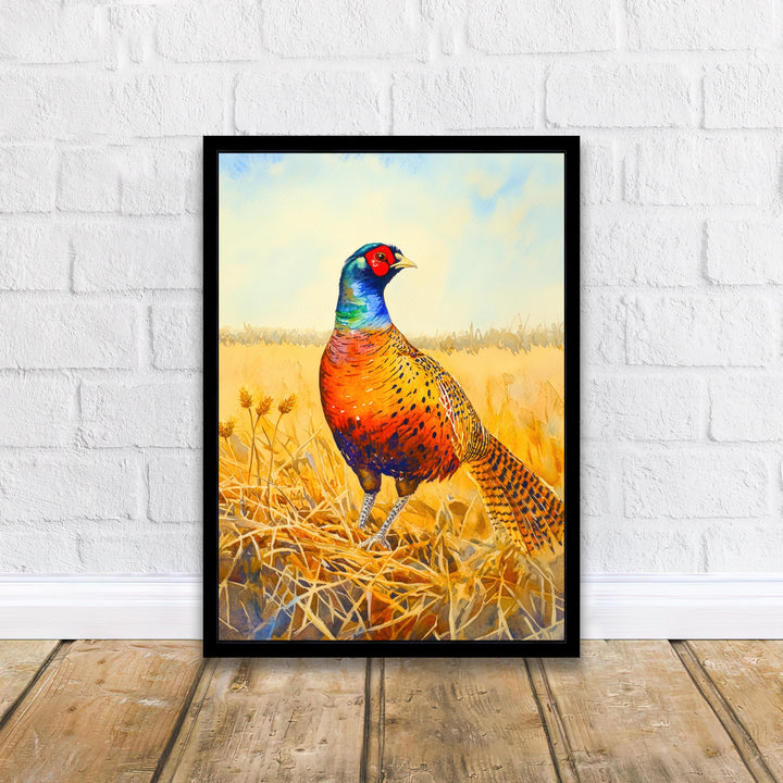 Pheasant Watercolor Print Game Bird Wall Art Rustic Country Decor Wildlife Painting