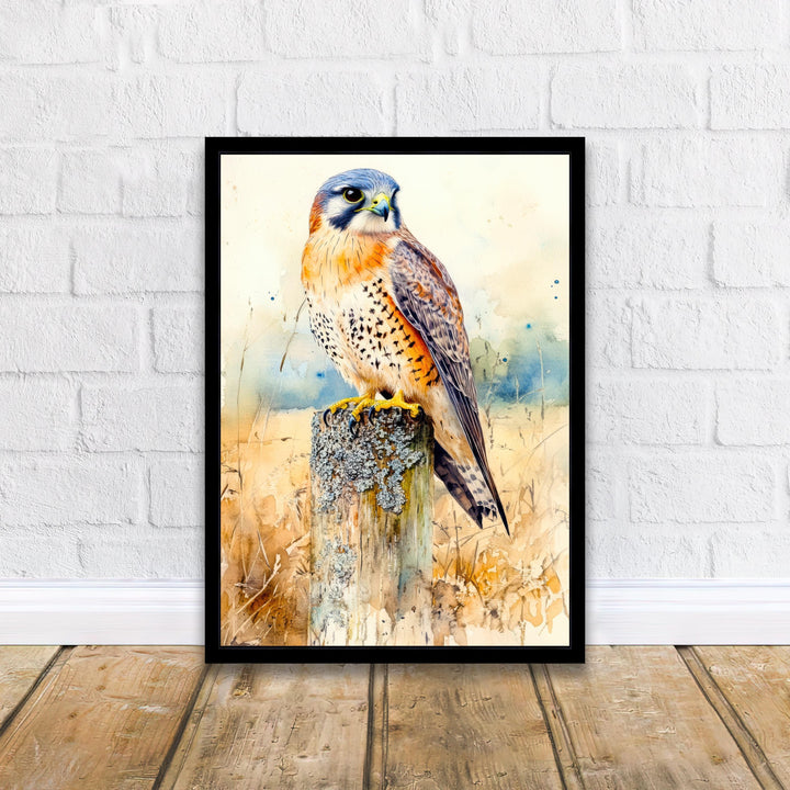 Kestrel Watercolour Painting Poster Cottagecore Decor Nature Art Vintage Wildlife Illustration Rustic Countryside Wall Art Poster Print