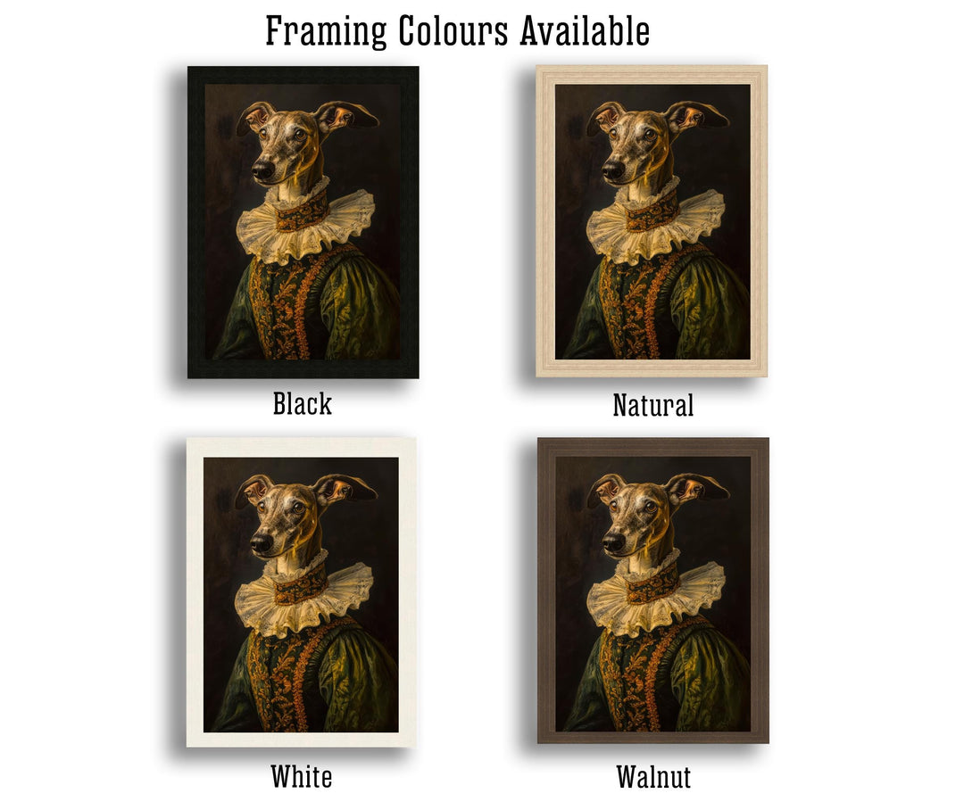 Renaissance Greyhound Portrait Victorian Art Dog in Suit Dark Academia Vintage Wall Art Rustic Decor Classical Painting Regal Pet Art