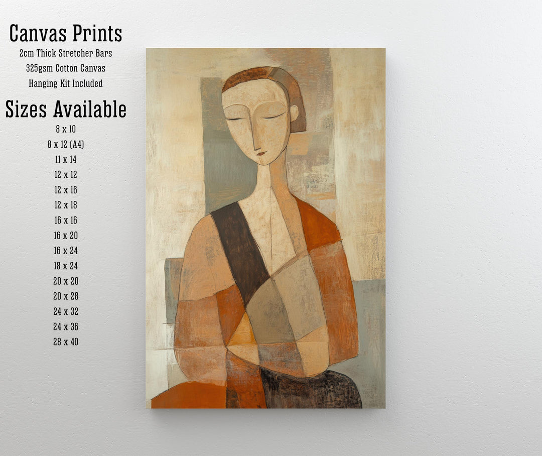 Abstract Seated Woman Art Print Modern Figurative Wall Art Minimalist Painting Earth Tone Home Decor Heritage Canvas Collection