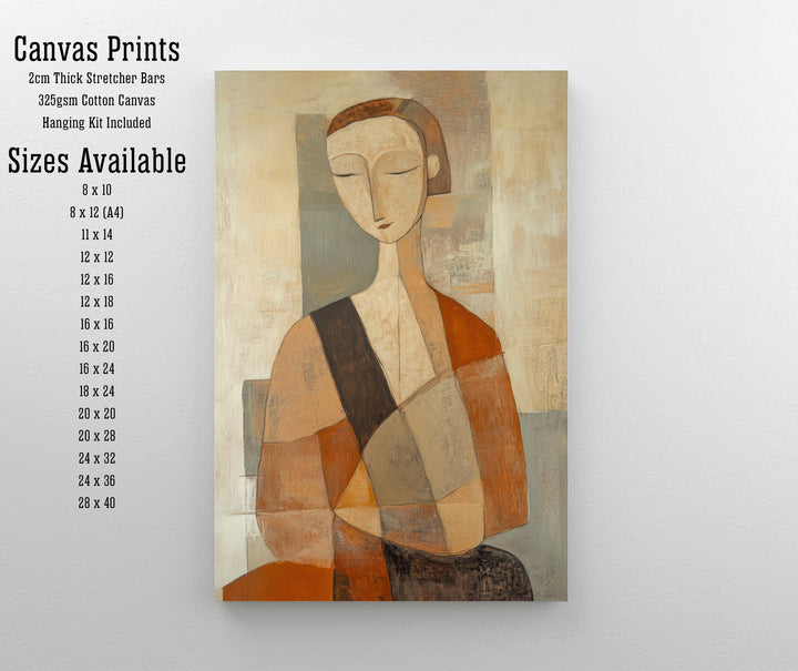Abstract Seated Woman Art Print Modern Figurative Wall Art Minimalist Painting Earth Tone Home Decor Heritage Canvas Collection
