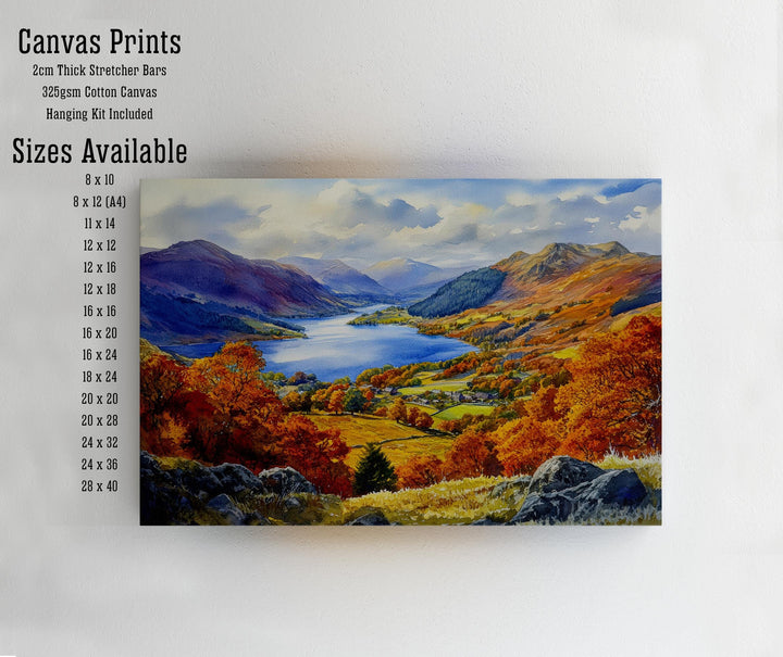 Grasmere Watercolour Painting Poster Lake District England Wall Art Countryside Landscape Print Gift for UK Nature Lovers
