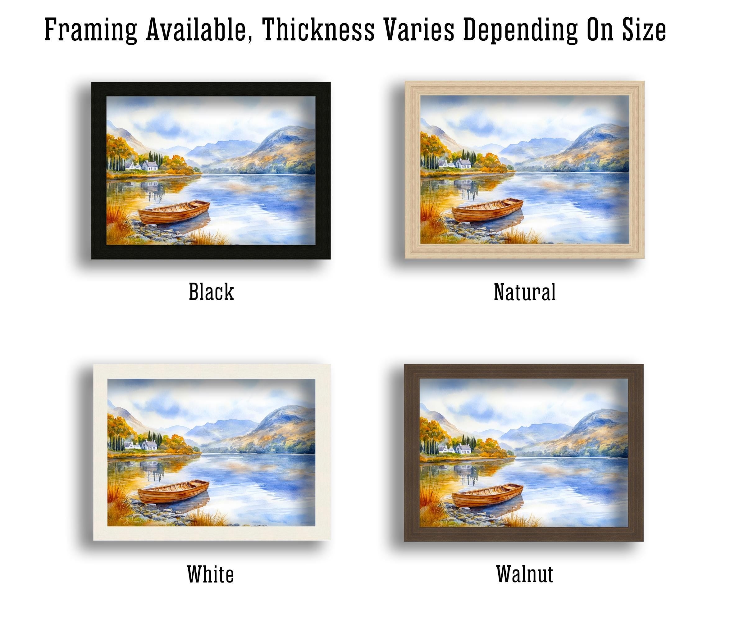 Lake District Watercolour Painting Poster England Wall Art Countryside Landscape Print Gift for UK Travel Lovers and Fans of Scenic