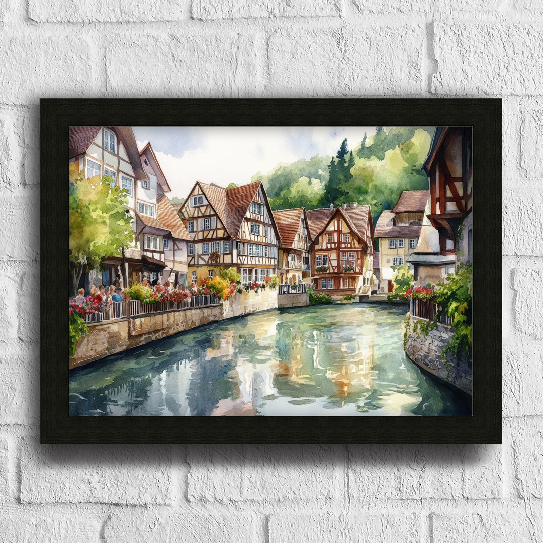 Black Forest Watercolor Painting Poster Germany Wall Art Mountain Landscape Print Gift for Europe Travel Lovers and Fans of Scenic German