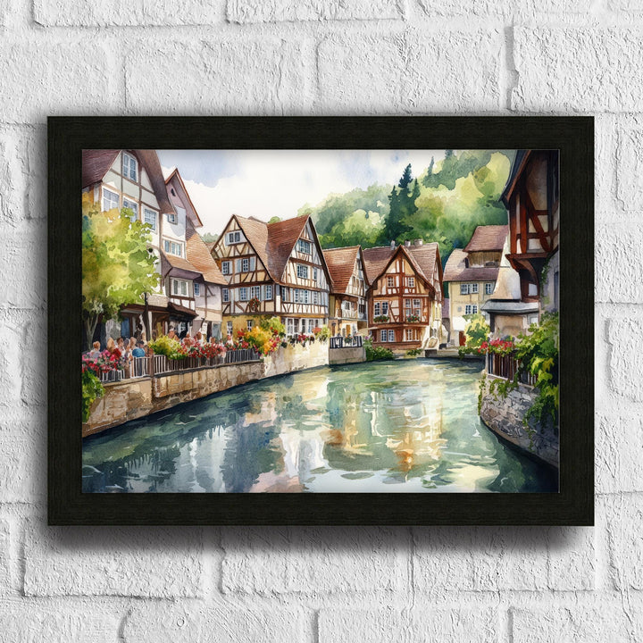 Black Forest Watercolor Painting Poster Germany Wall Art Mountain Landscape Print Gift for Europe Travel Lovers and Fans of Scenic German