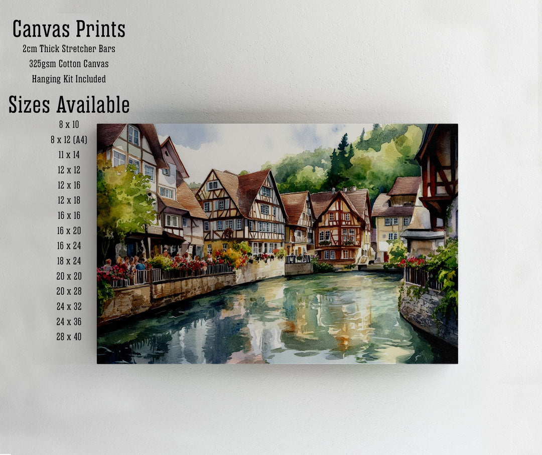 Black Forest Watercolor Painting Poster Germany Wall Art Mountain Landscape Print Gift for Europe Travel Lovers and Fans of Scenic German