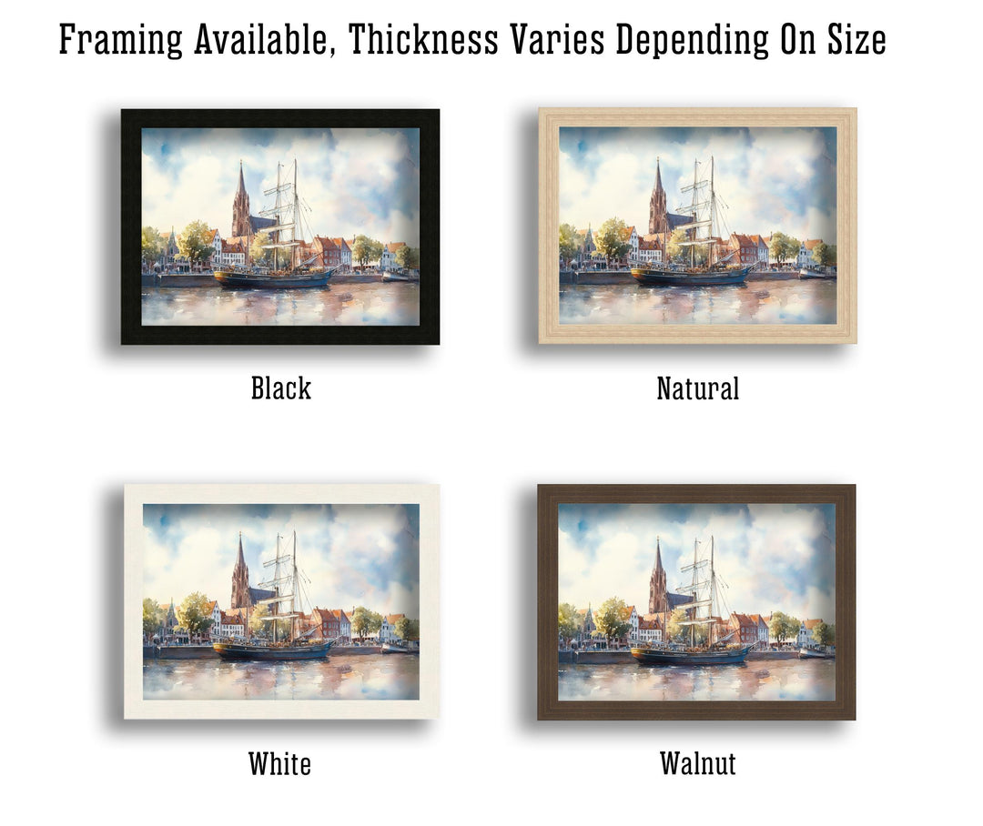 Bremen Travel Poster Print Germany Wall Art Historic City Landscape Gift for Europe Lovers and Fans of Scenic German Architecture