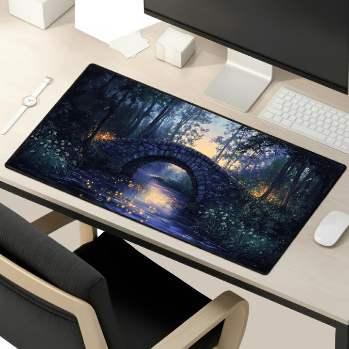 Fairycore Enchanted Bridge Desk Mat Extended Mouse Pad Non Slip Stitched Edges Aesthetic Desk Setup Gift UK