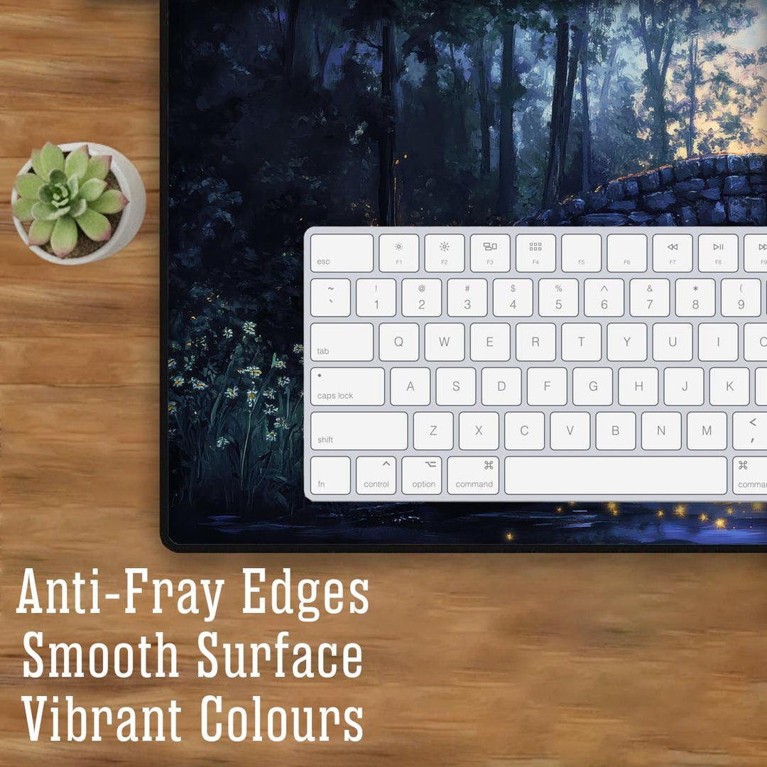 Fairycore Enchanted Bridge Desk Mat Extended Mouse Pad Non Slip Stitched Edges Aesthetic Desk Setup Gift UK
