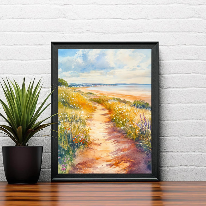 West Kirby Watercolour Painting Poster Wirral England Wall Art Coastal Landscape Print Gift for UK Travel Lovers and Fans of Scenic British