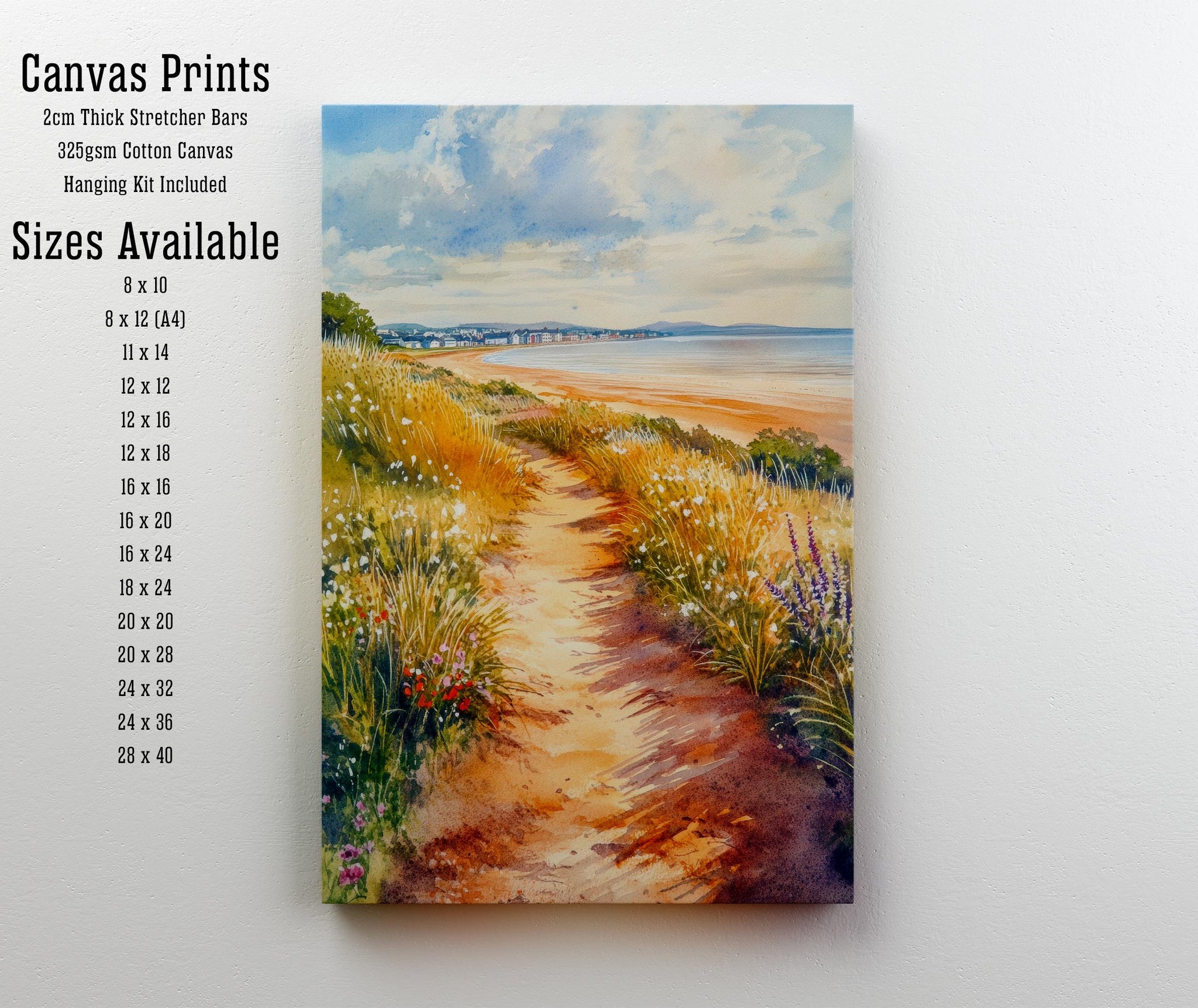 West Kirby Watercolour Painting Poster Wirral England Wall Art Coastal Landscape Print Gift for UK Travel Lovers and Fans of Scenic British