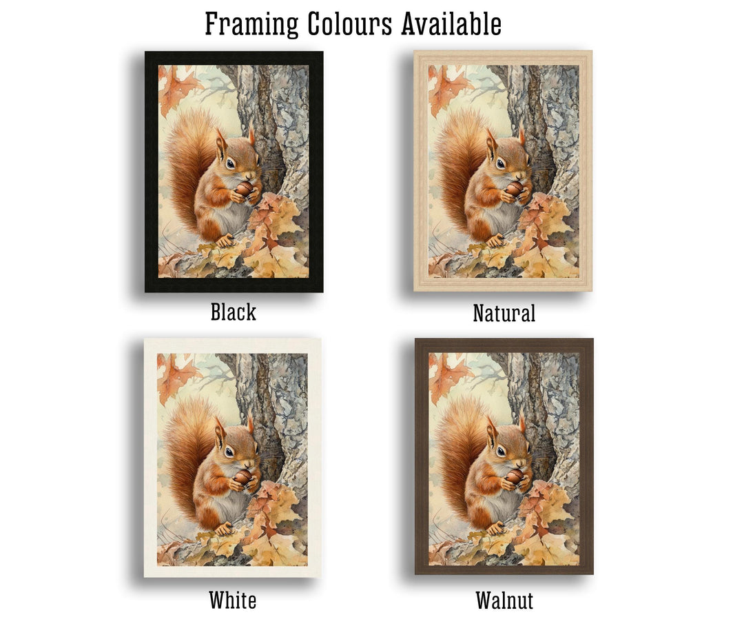 Red Squirrel Watercolour Poster Cottagecore Decor Nature Art Vintage Wildlife Illustration Rustic Woodland Wall Art Poster Print