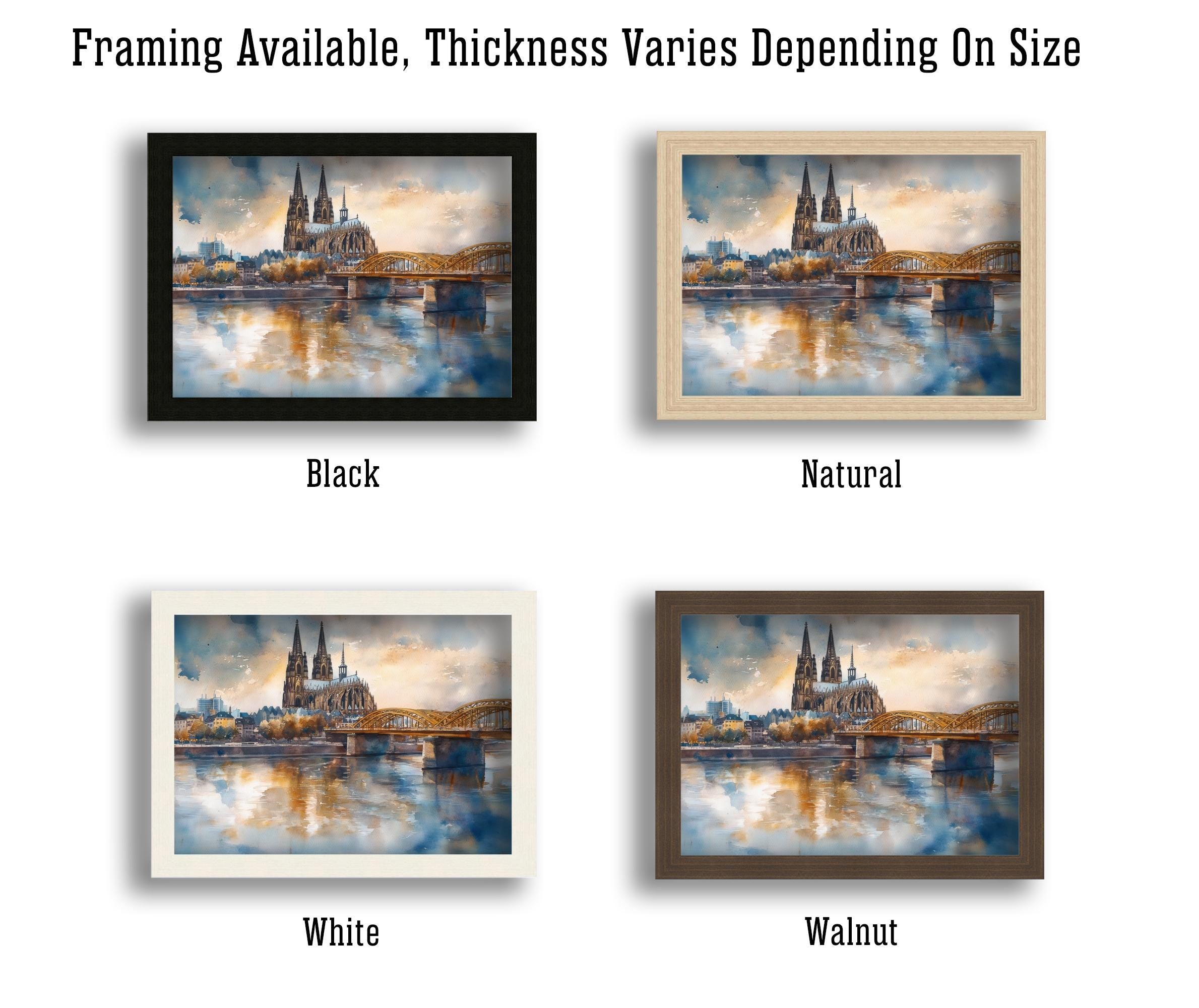 Cologne Watercolour Landscape Painting Poster Germany Wall Art City River Scene Print Gift for Europe Lovers and Fans of Scenic German