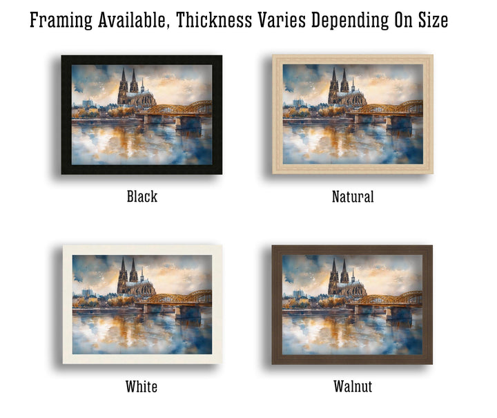 Cologne Watercolour Landscape Painting Poster Germany Wall Art City River Scene Print Gift for Europe Lovers and Fans of Scenic German