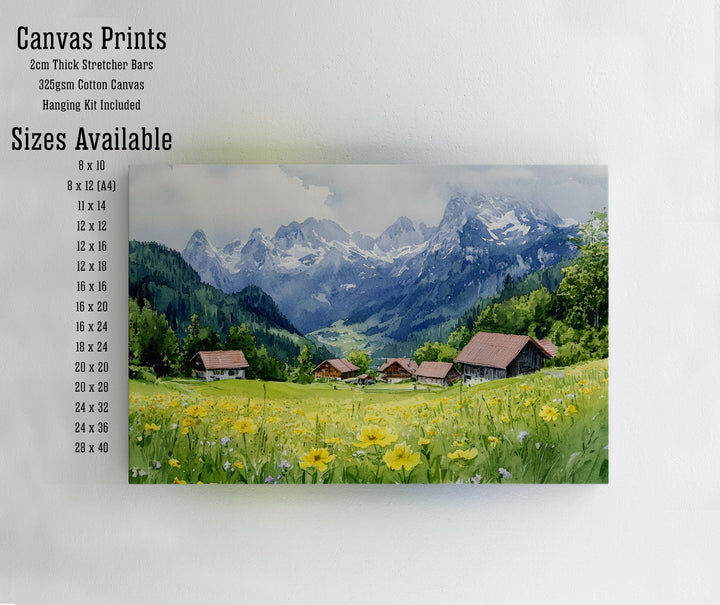 Garmisch Watercolour Landscape Painting Poster Germany Wall Art Mountain Scene Print Gift for Europe Lovers and Fans of Scenic Bavarian