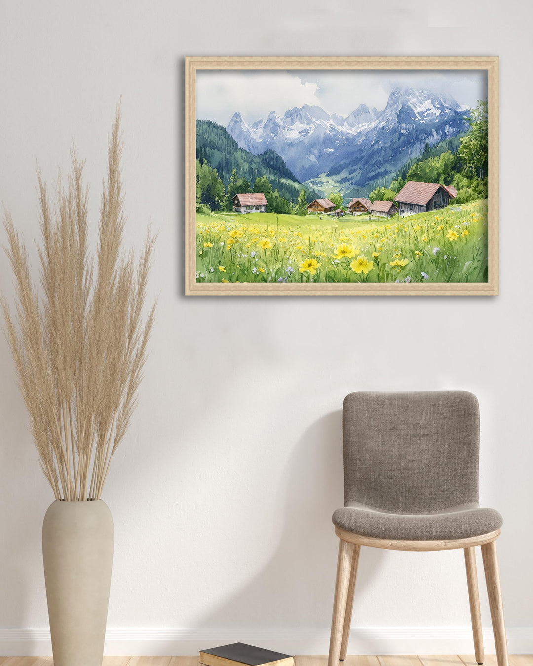 Garmisch Watercolour Landscape Painting Poster Germany Wall Art Mountain Scene Print Gift for Europe Lovers and Fans of Scenic Bavarian