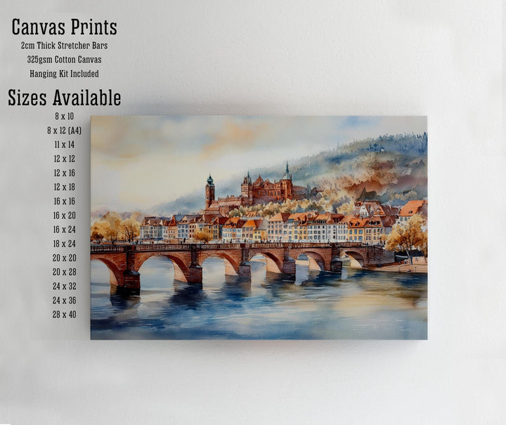 Heidelberg Travel Poster Print Germany Wall Art Historic City Landscape Gift for Europe Lovers and Fans of Scenic German Architecture