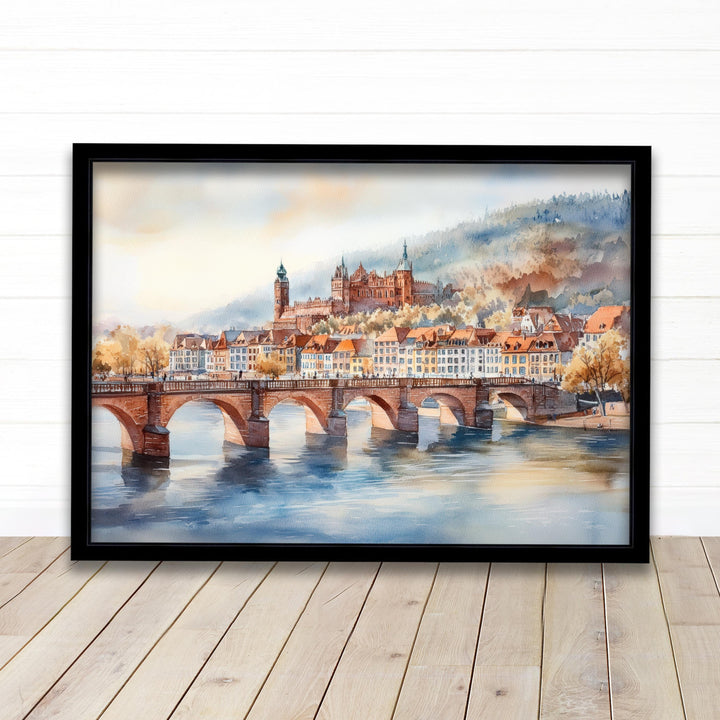 Heidelberg Travel Poster Print Germany Wall Art Historic City Landscape Gift for Europe Lovers and Fans of Scenic German Architecture