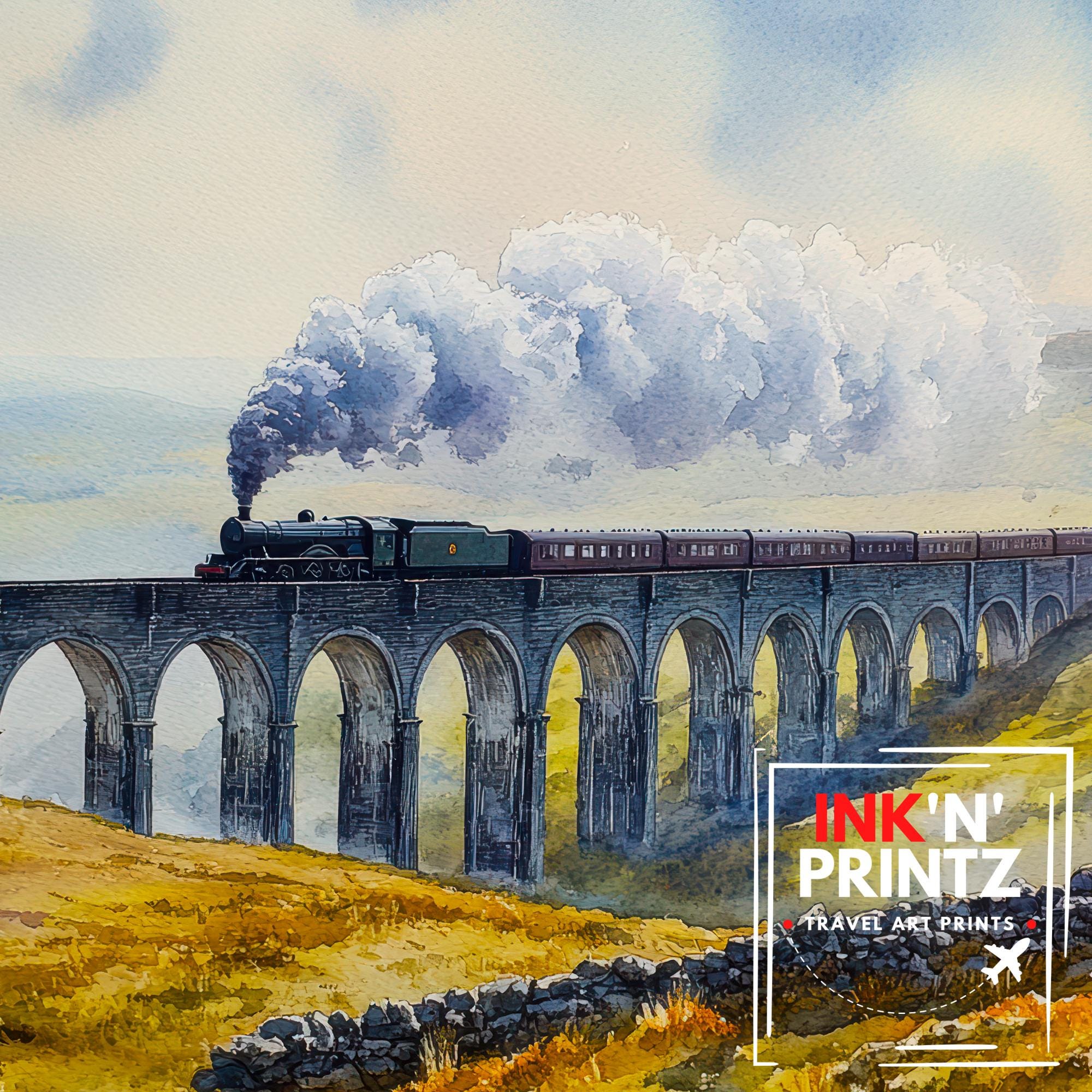 Ribblehead Viaduct Travel Poster Print Yorkshire Dales England Wall Art Countryside Landscape Gift for UK Lovers and Fans of Scenic British