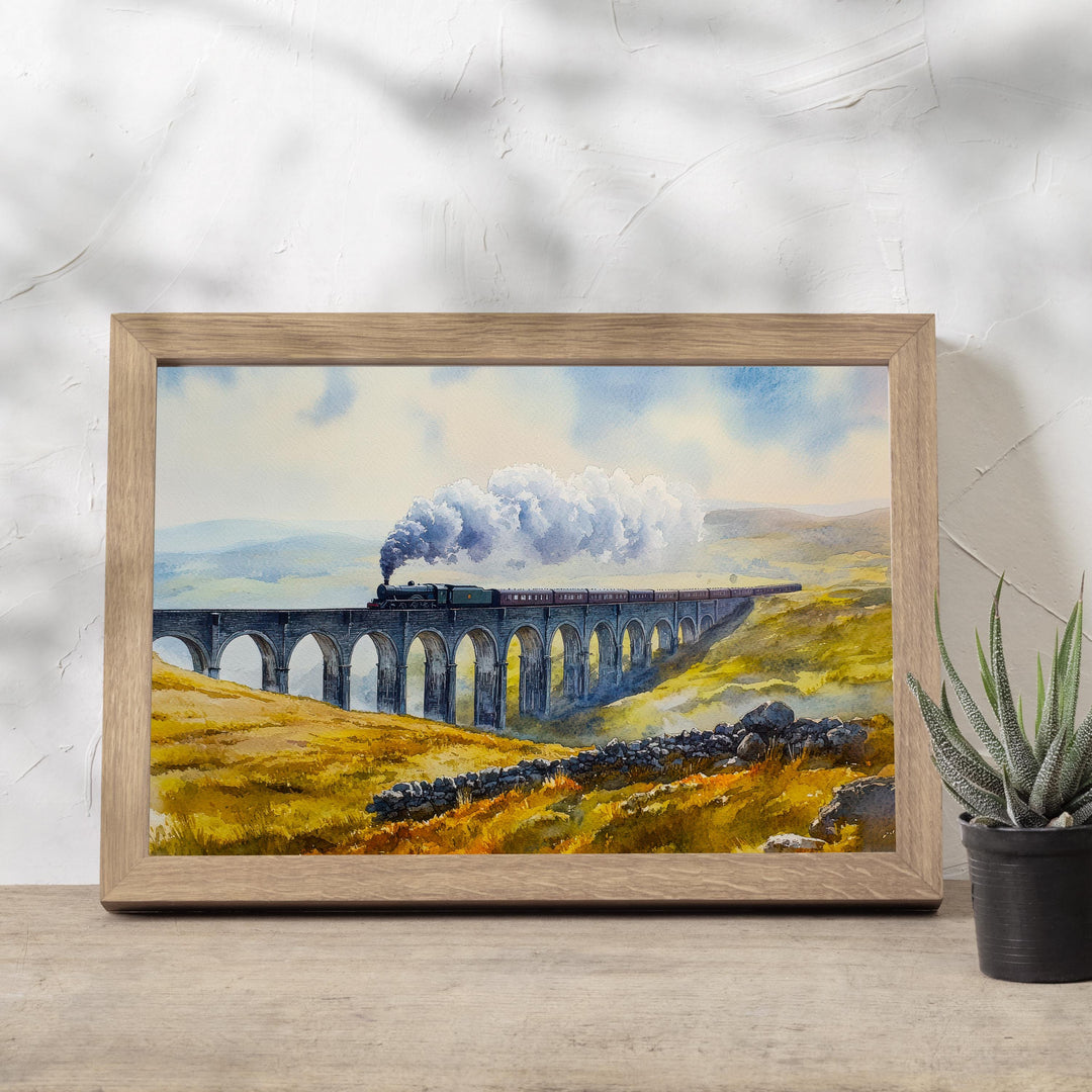 Ribblehead Viaduct Travel Poster Print Yorkshire Dales England Wall Art Countryside Landscape Gift for UK Lovers and Fans of Scenic British