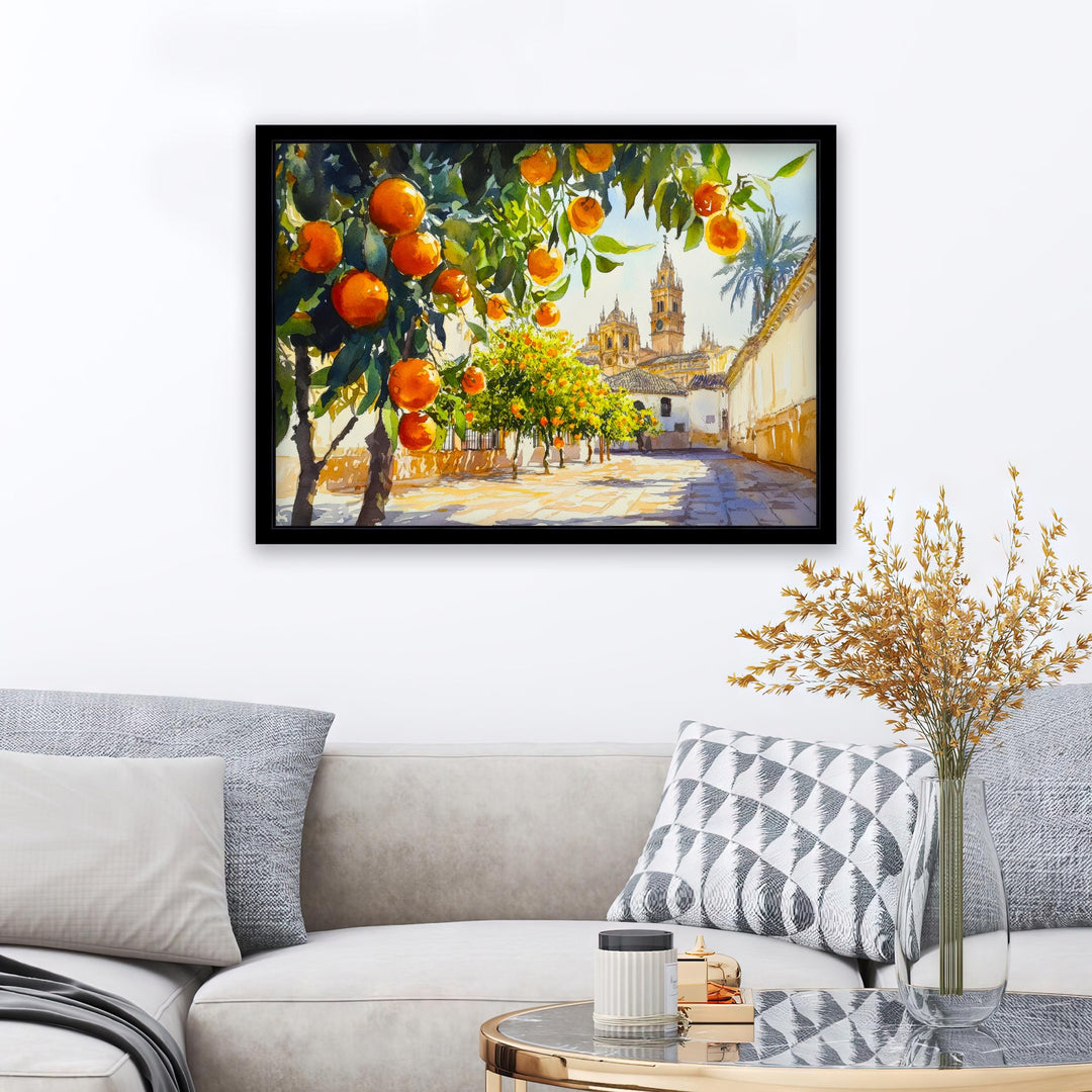 Seville Spain Watercolor Landscape Painting Poster Andalusia Wall Art Historic City Print Gift for Europe Lovers and Fans of Scenic Spanish