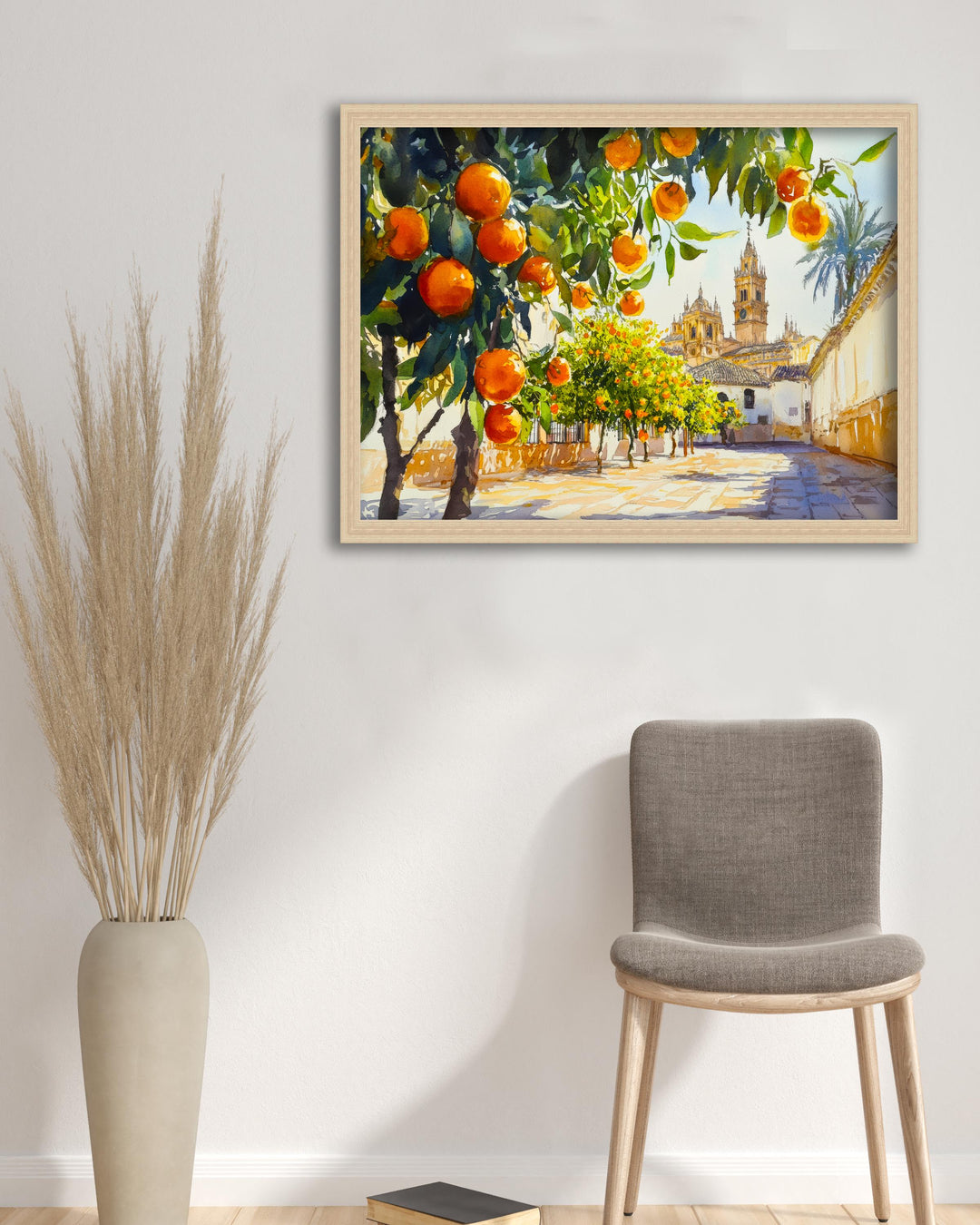 Seville Spain Watercolor Landscape Painting Poster Andalusia Wall Art Historic City Print Gift for Europe Lovers and Fans of Scenic Spanish