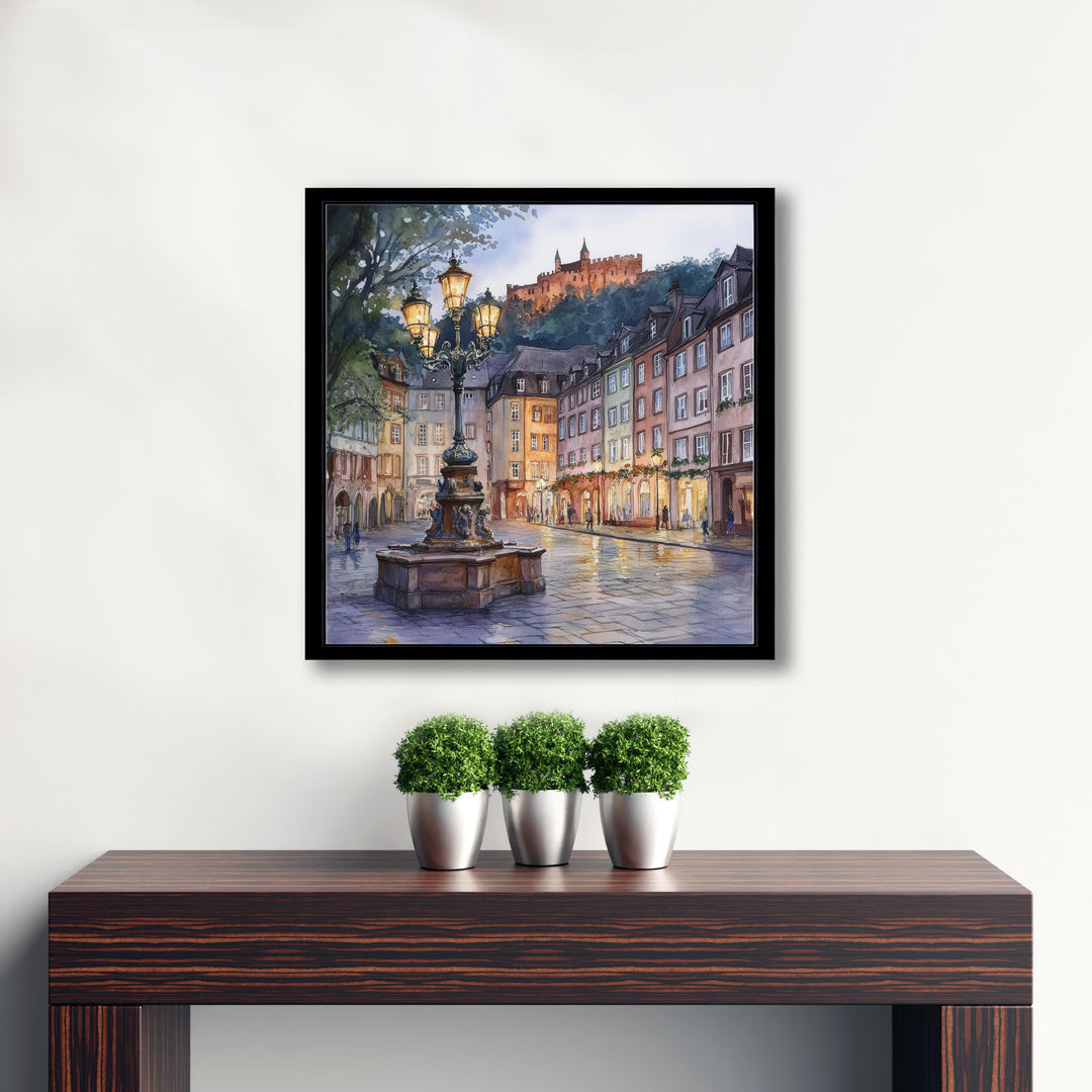 Heidelberg Watercolour Painting Poster Germany Wall Art Historic City Landscape Print Gift for Europe Lovers and Fans of Scenic German