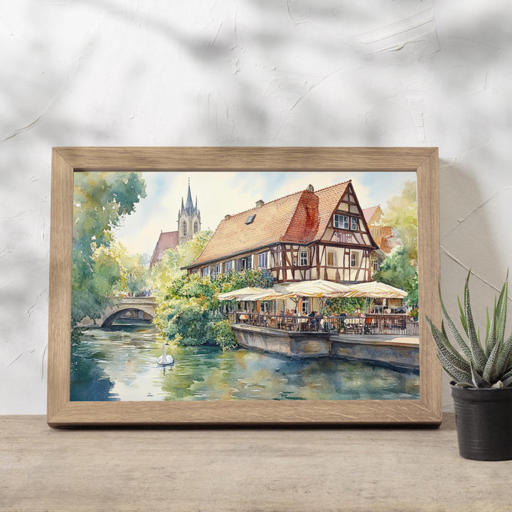 Stuttgart Travel Poster Print Germany Wall Art City Skyline Landscape Gift for Europe Lovers and Fans of Scenic German Architecture