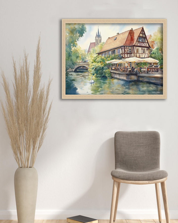 Stuttgart Travel Poster Print Germany Wall Art City Skyline Landscape Gift for Europe Lovers and Fans of Scenic German Architecture