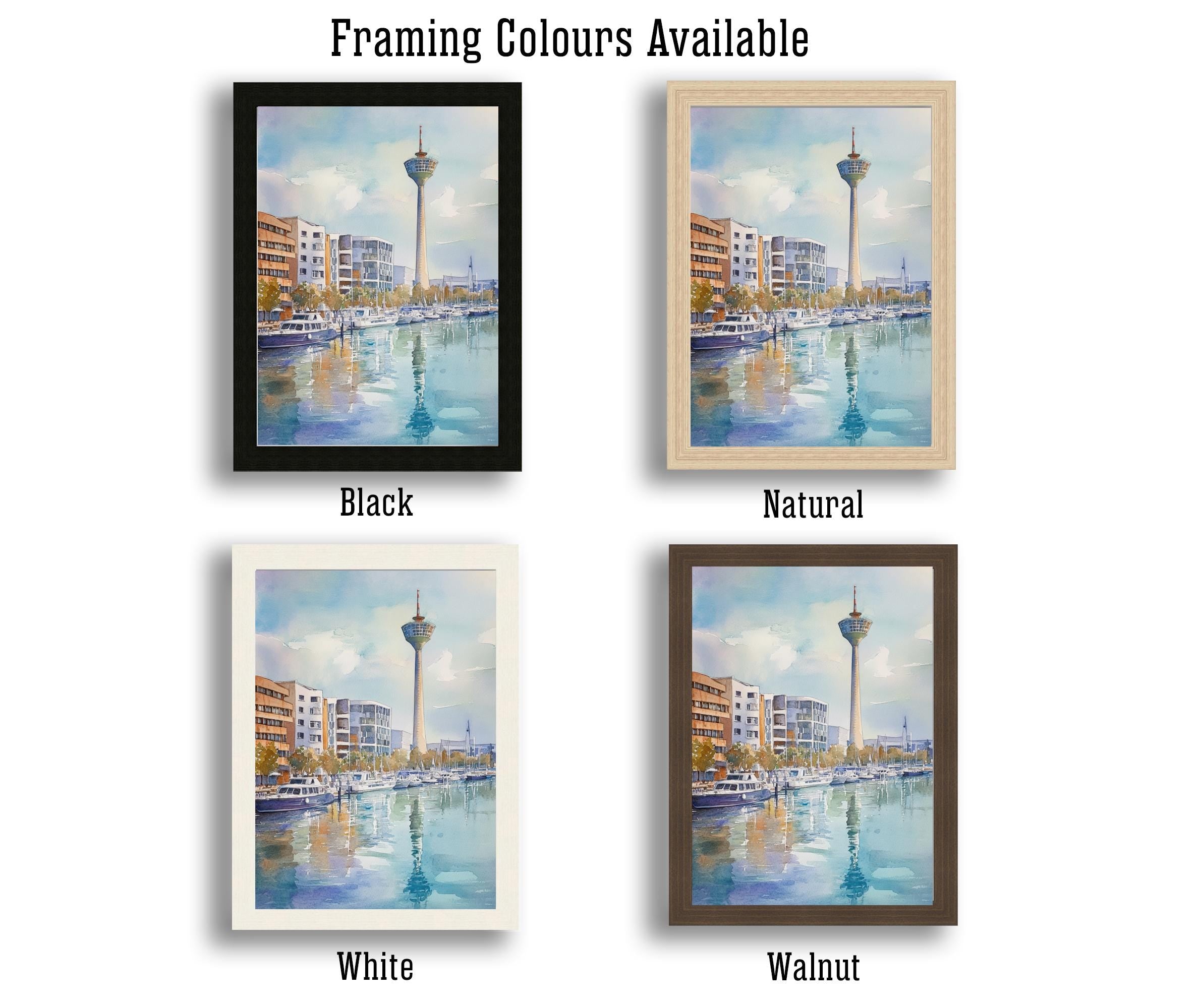 Dusseldorf Watercolour Painting Poster Germany Wall Art City Skyline Landscape Print Gift for Europe Lovers and Fans of Scenic German
