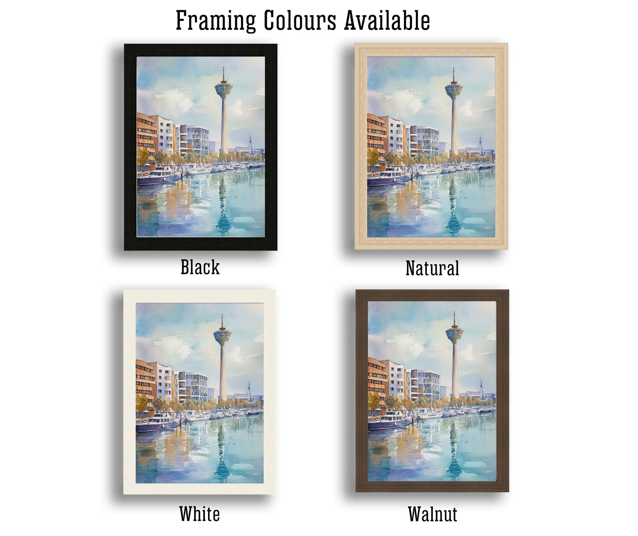 Dusseldorf Watercolour Painting Poster Germany Wall Art City Skyline Landscape Print Gift for Europe Lovers and Fans of Scenic German
