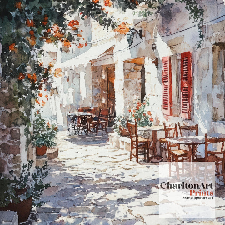 Naxos Greece Watercolour Landscape Painting Poster Wall Art Coastal Island Scene Print Gift for Europe Lovers and Fans of Scenic Greek