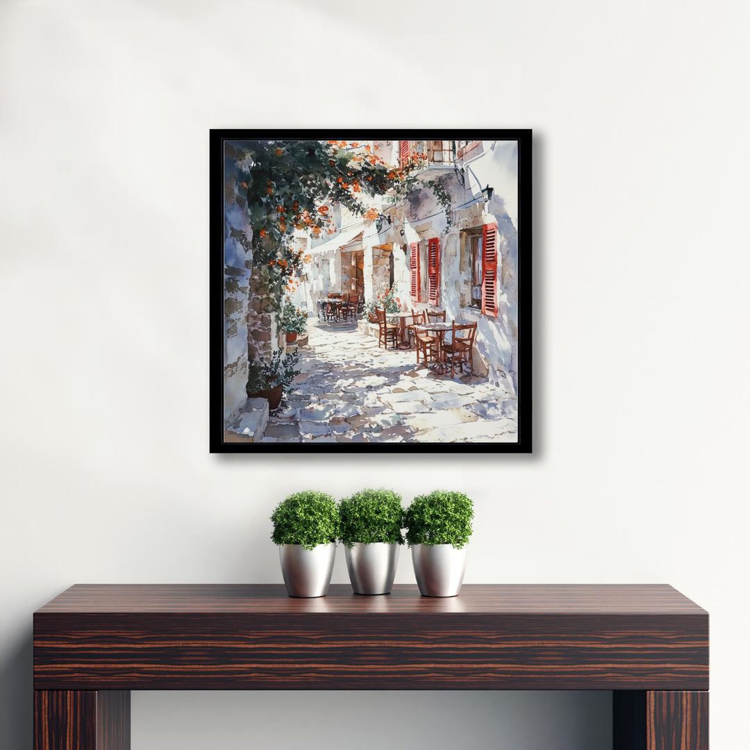 Naxos Greece Watercolour Landscape Painting Poster Wall Art Coastal Island Scene Print Gift for Europe Lovers and Fans of Scenic Greek