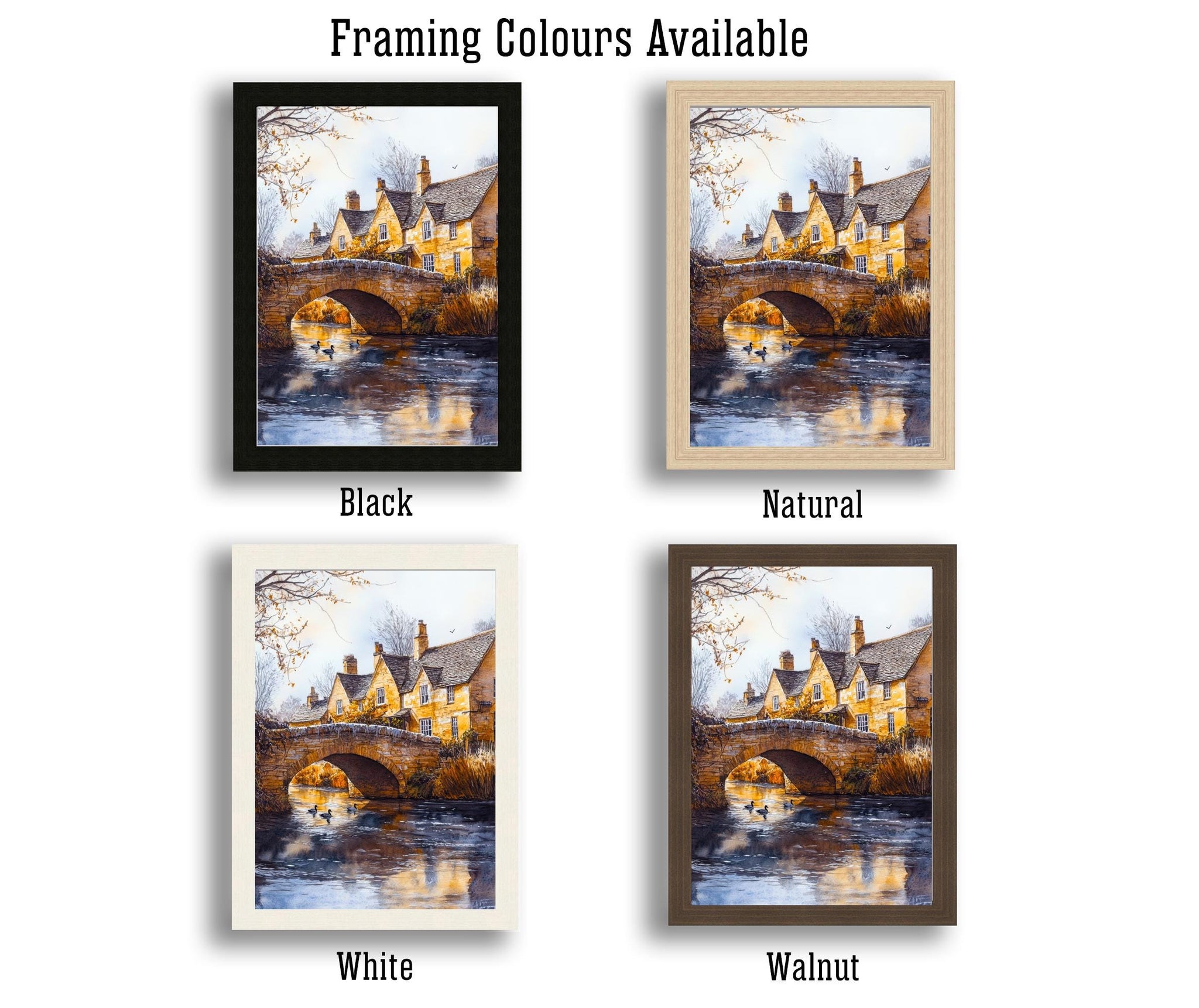 Bourton-on-the-Water Watercolour Art Print Cotswolds Village Poster River Windrush Landscape England Wall Decor Venice of the Cotswolds Gift