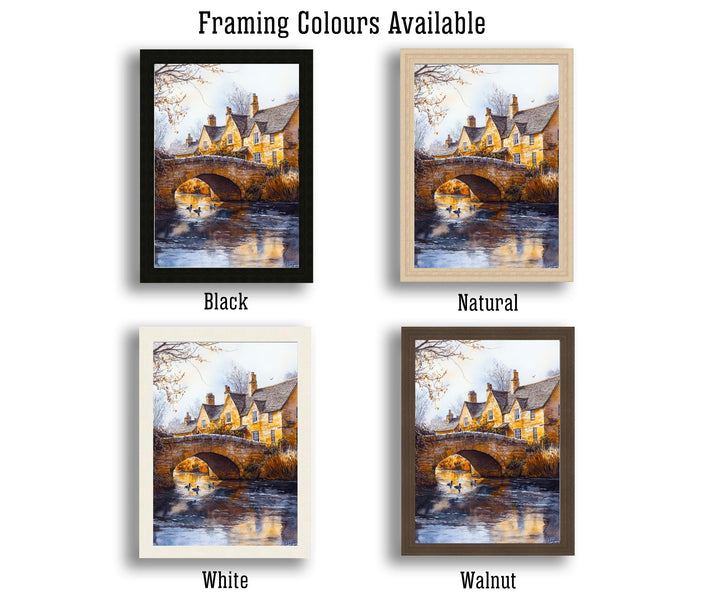 Bourton-on-the-Water Watercolour Art Print Cotswolds Village Poster River Windrush Landscape England Wall Decor Venice of the Cotswolds Gift