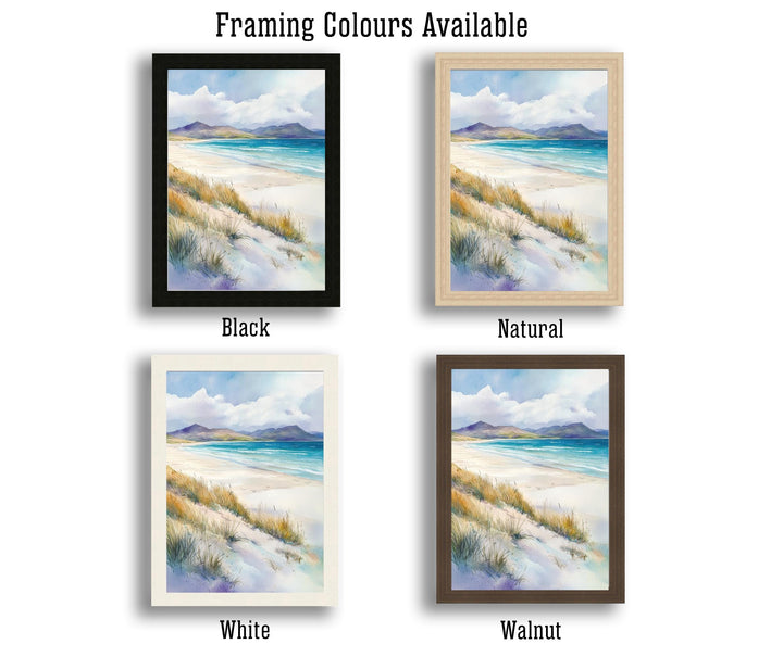 Isle of Harris Watercolour Art Print Beach Poster Outer Hebrides Scotland Travel Landscape Wall Art Turquoise Sea Decor Gift