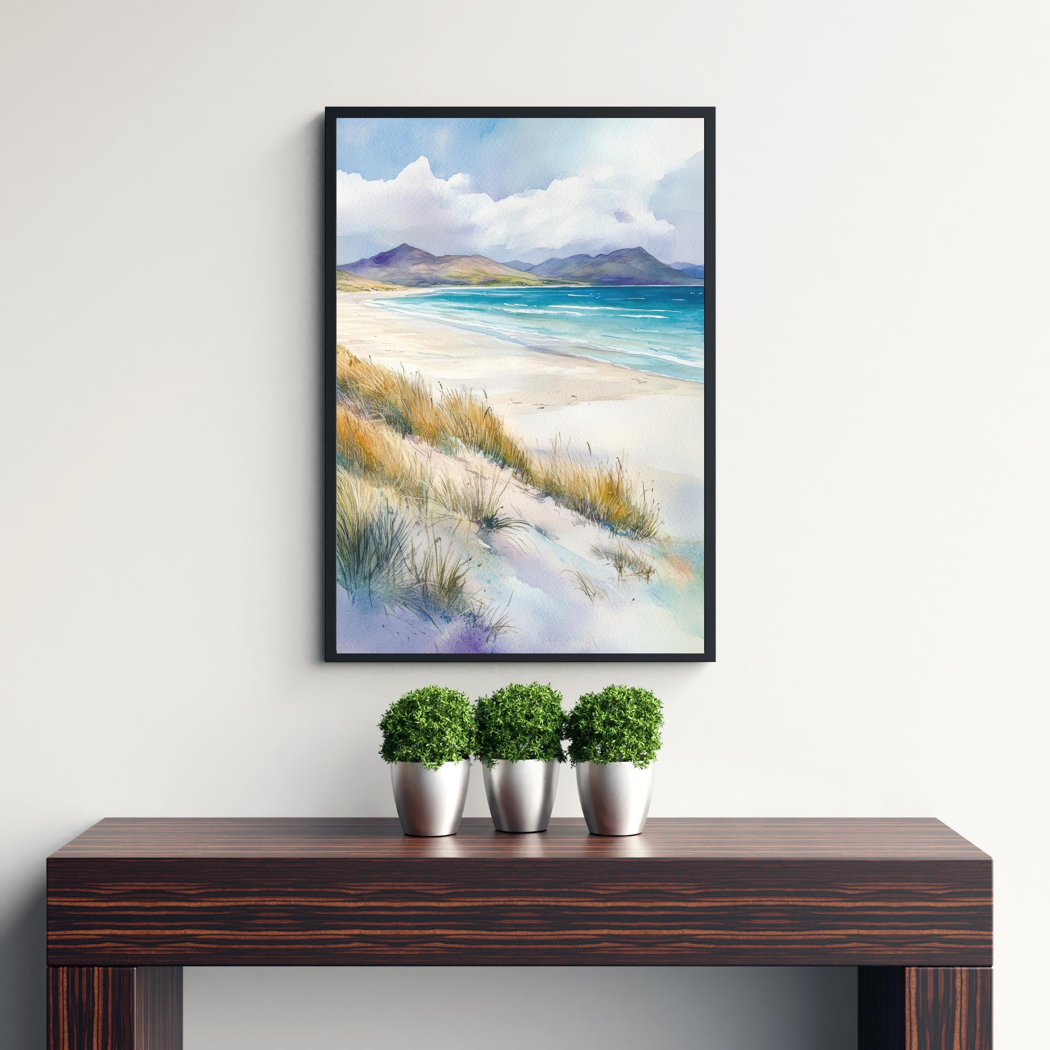 Isle of Harris Watercolour Art Print Beach Poster Outer Hebrides Scotland Travel Landscape Wall Art Turquoise Sea Decor Gift